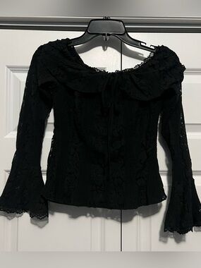 Fashion Nova Black Off-Shoulder Lace Top